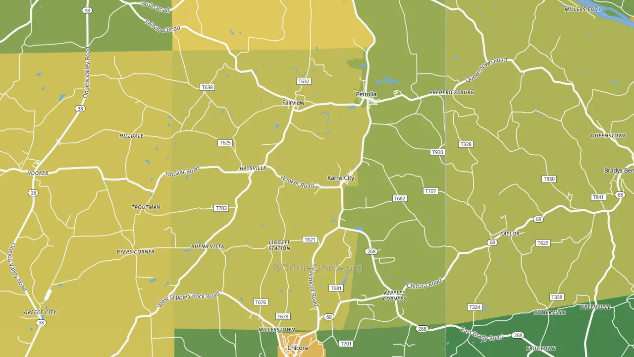 Karns City, PA Map of Arson Rates