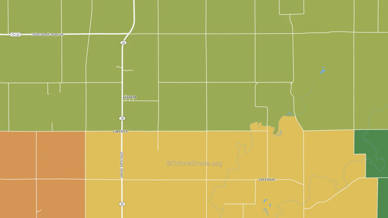 Kasbeer, IL Map of Arson Rates