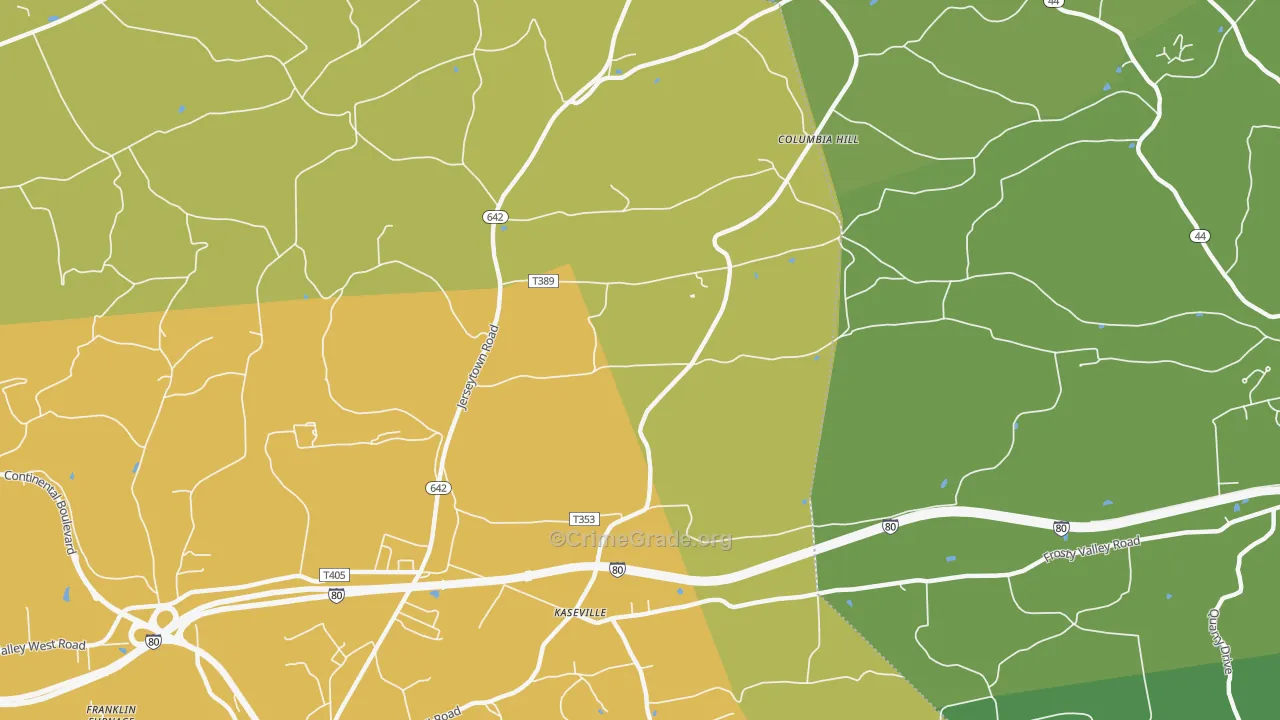 Kaseville, PA Map of Arson Rates