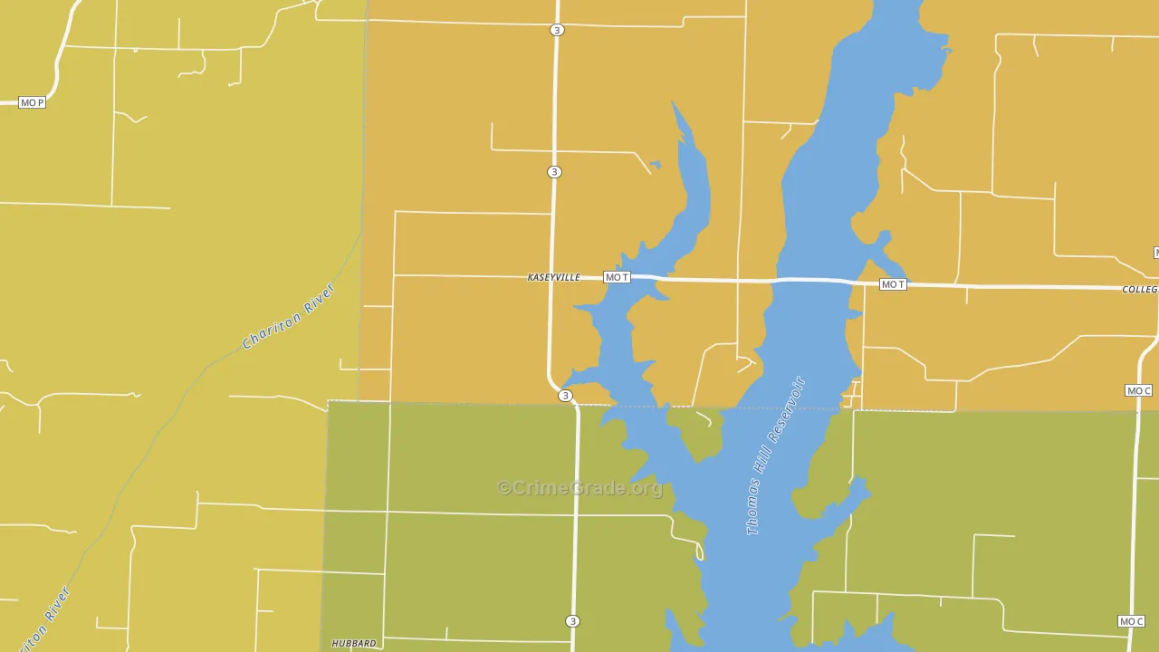 Kaseyville, MO Map of Arson Rates