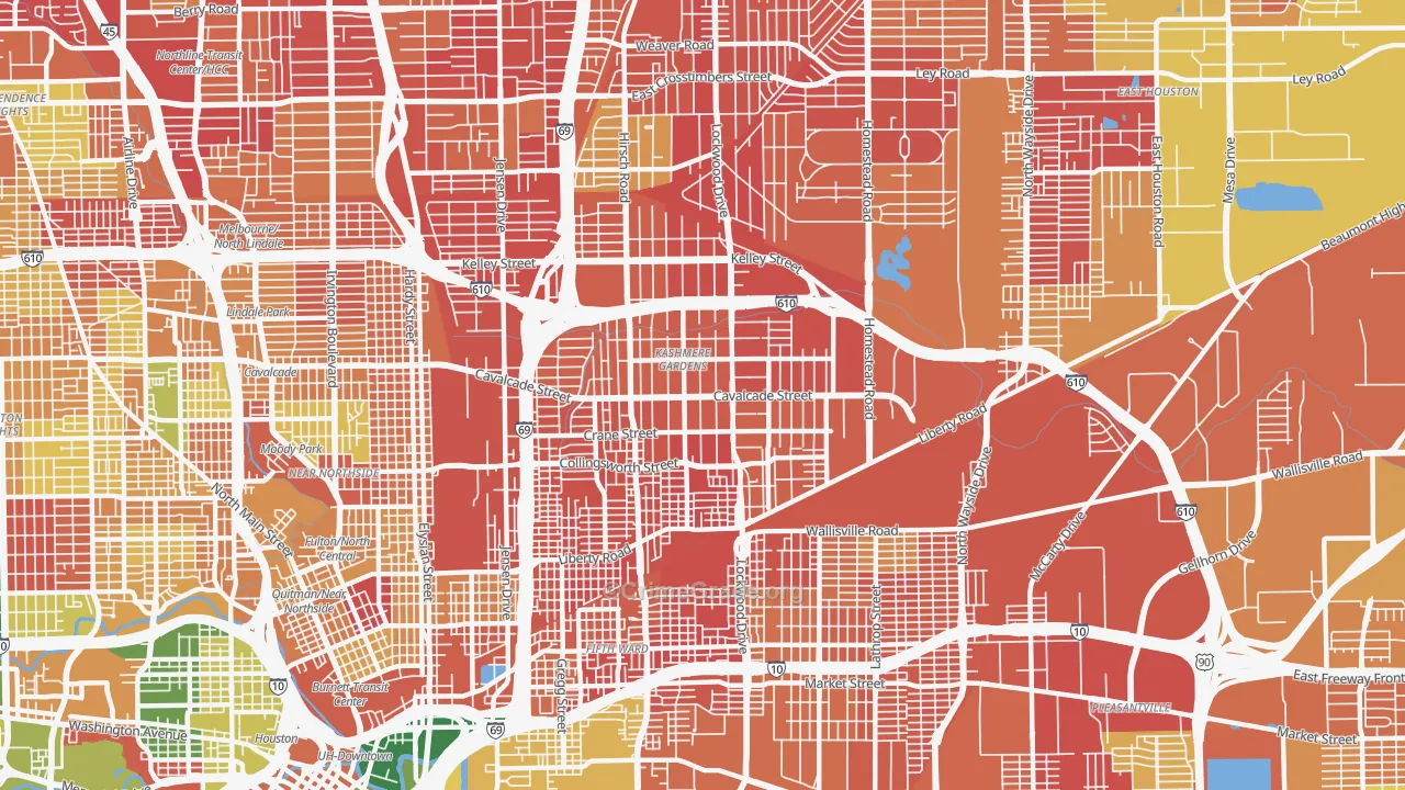 Kashmere Gardens, Houston, TX Map of Arson Rates