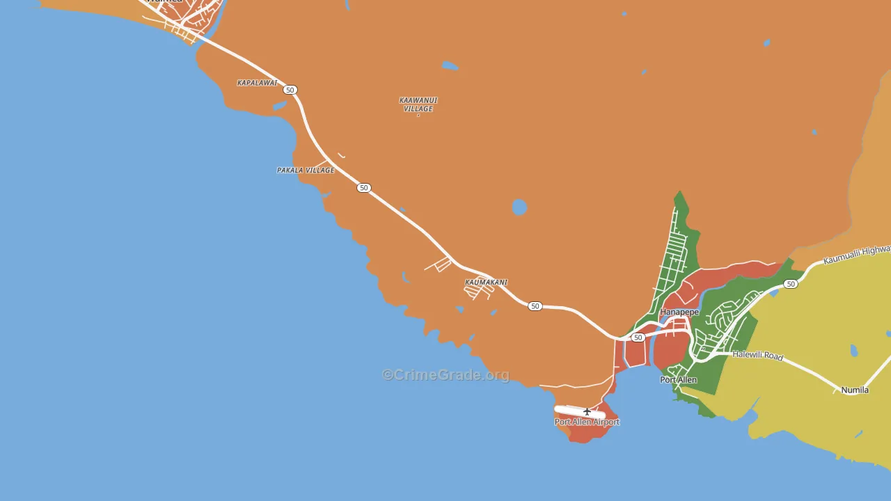 Kaumakani, HI Map of Arson Rates