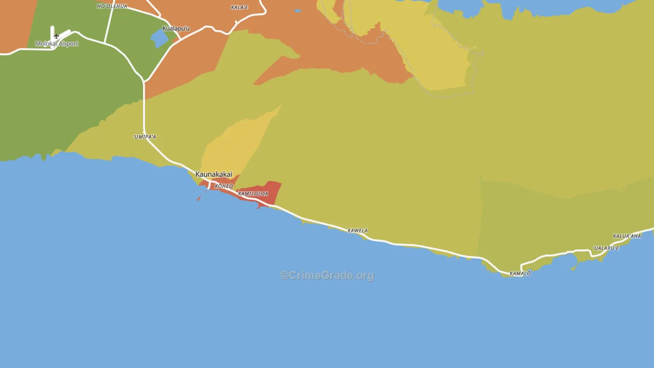 Kaunakakai, HI Map of Arson Rates