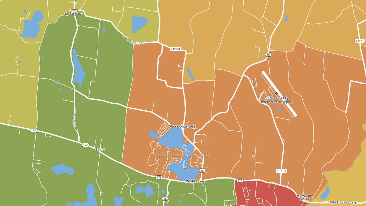 Kauneonga Lake, NY Map of Arson Rates