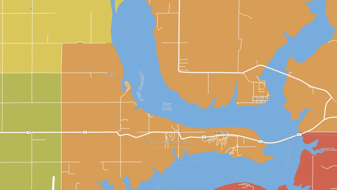 Kaw City, OK Map of Arson Rates