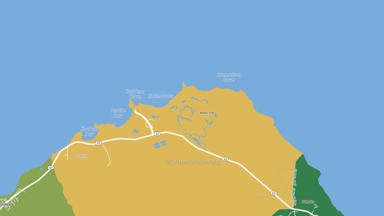 Kawela, HI Map of Arson Rates