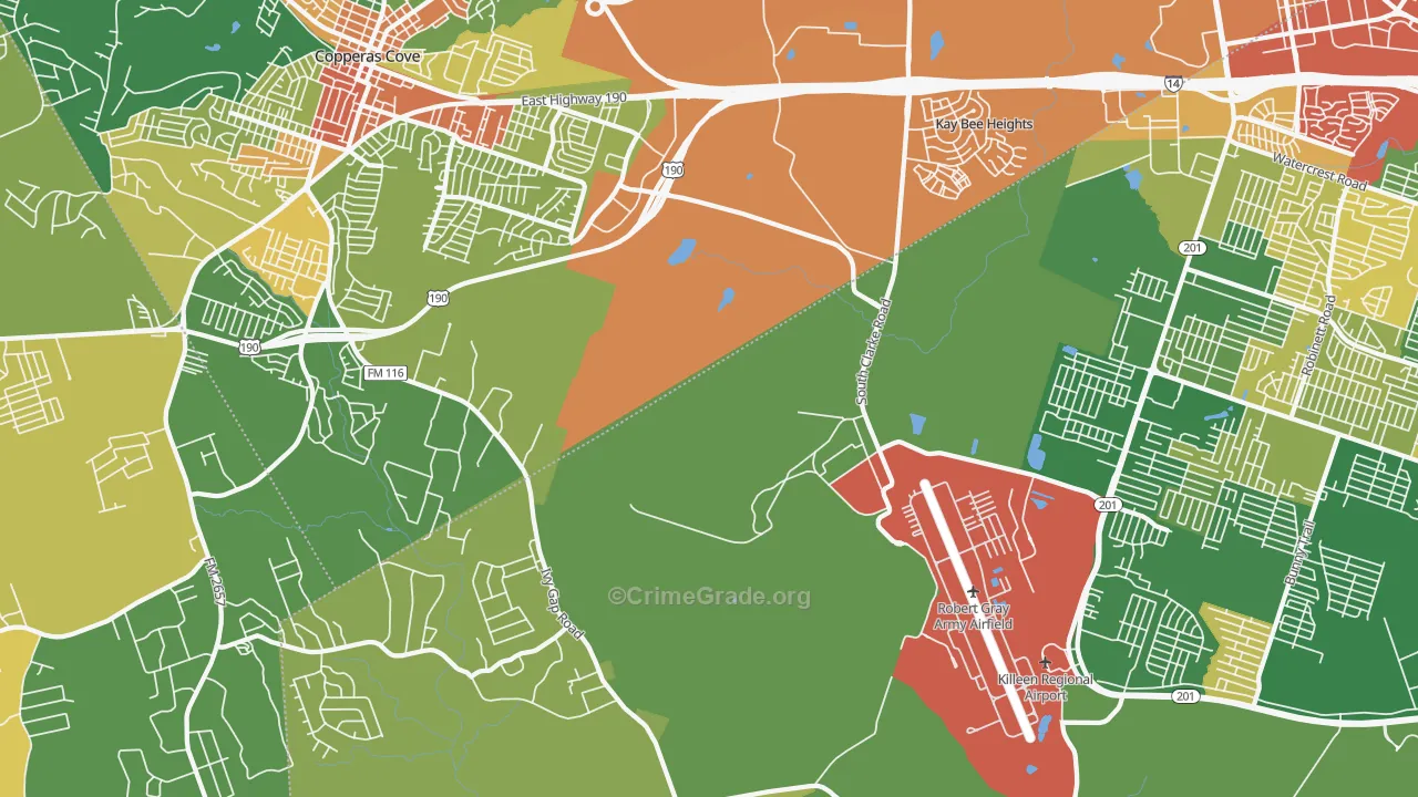 Kay Bee Heights, TX Map of Arson Rates