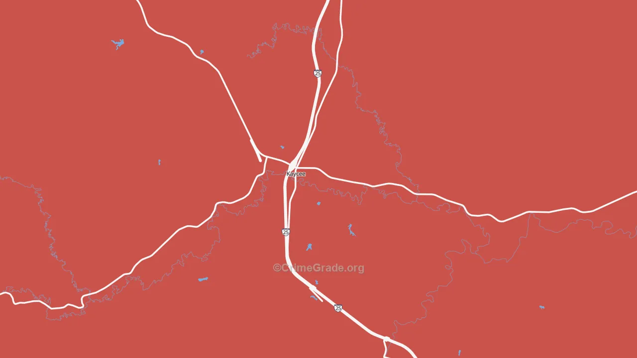Kaycee, WY Map of Arson Rates