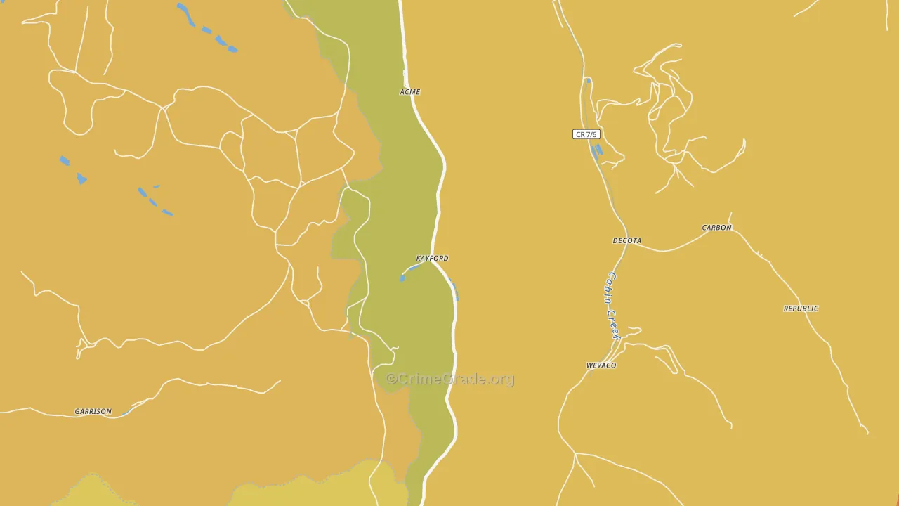 Kayford, WV Map of Arson Rates