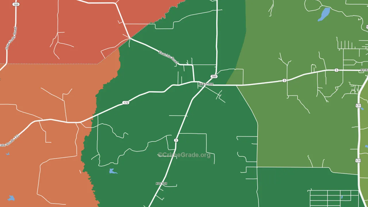 Keachi, LA Map of Arson Rates