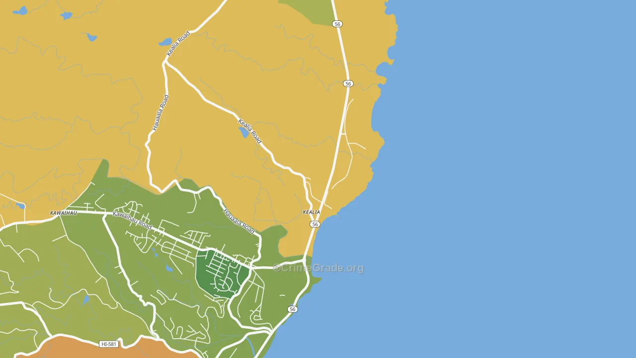 Kealia, HI Map of Arson Rates