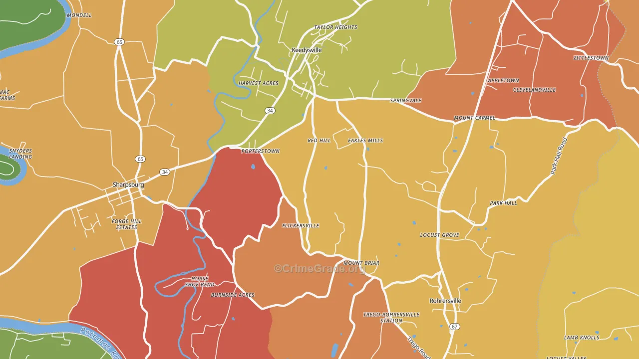 Keedysville, MD Map of Arson Rates
