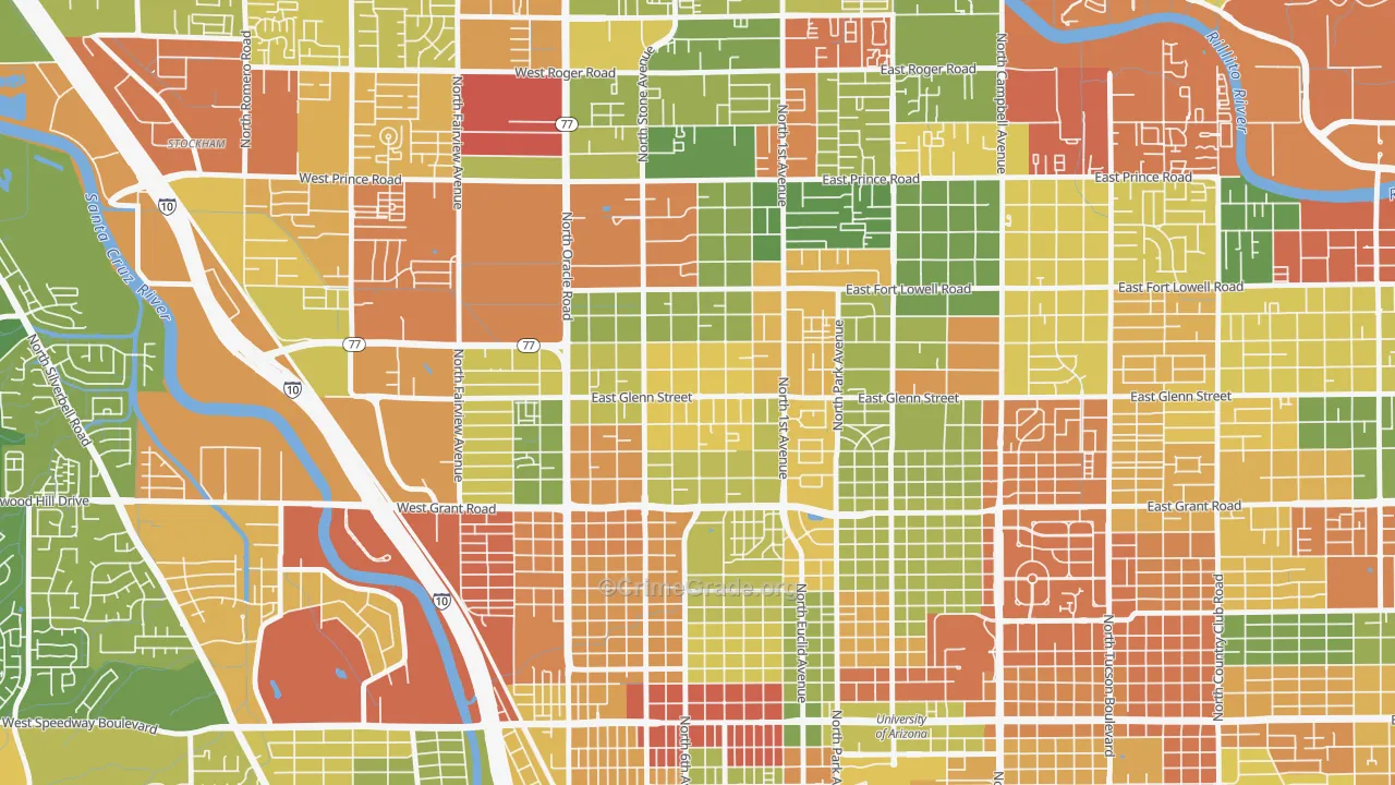 Keeling, Tucson, AZ Map of Arson Rates