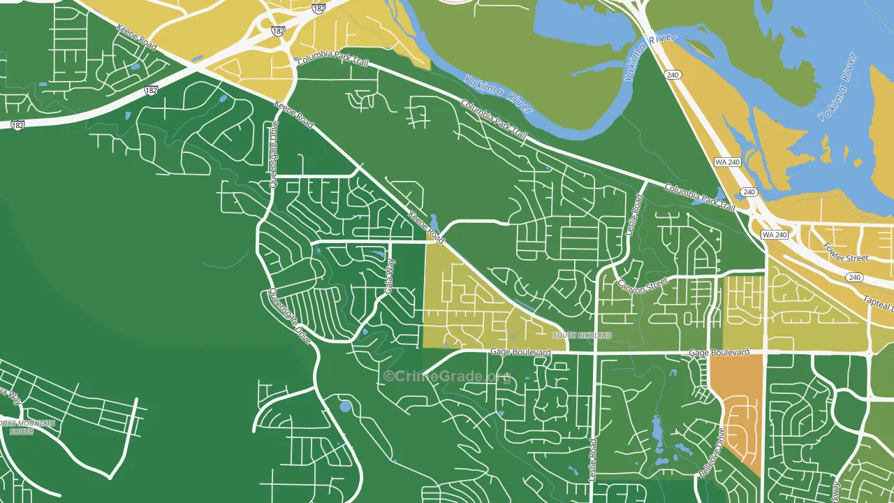 Keene Valley, Richland, WA Map of Arson Rates