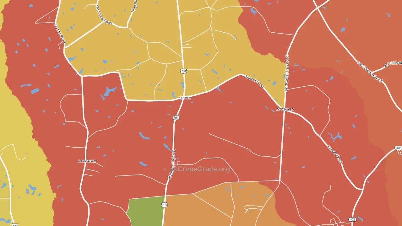 Keener, NC Map of Arson Rates