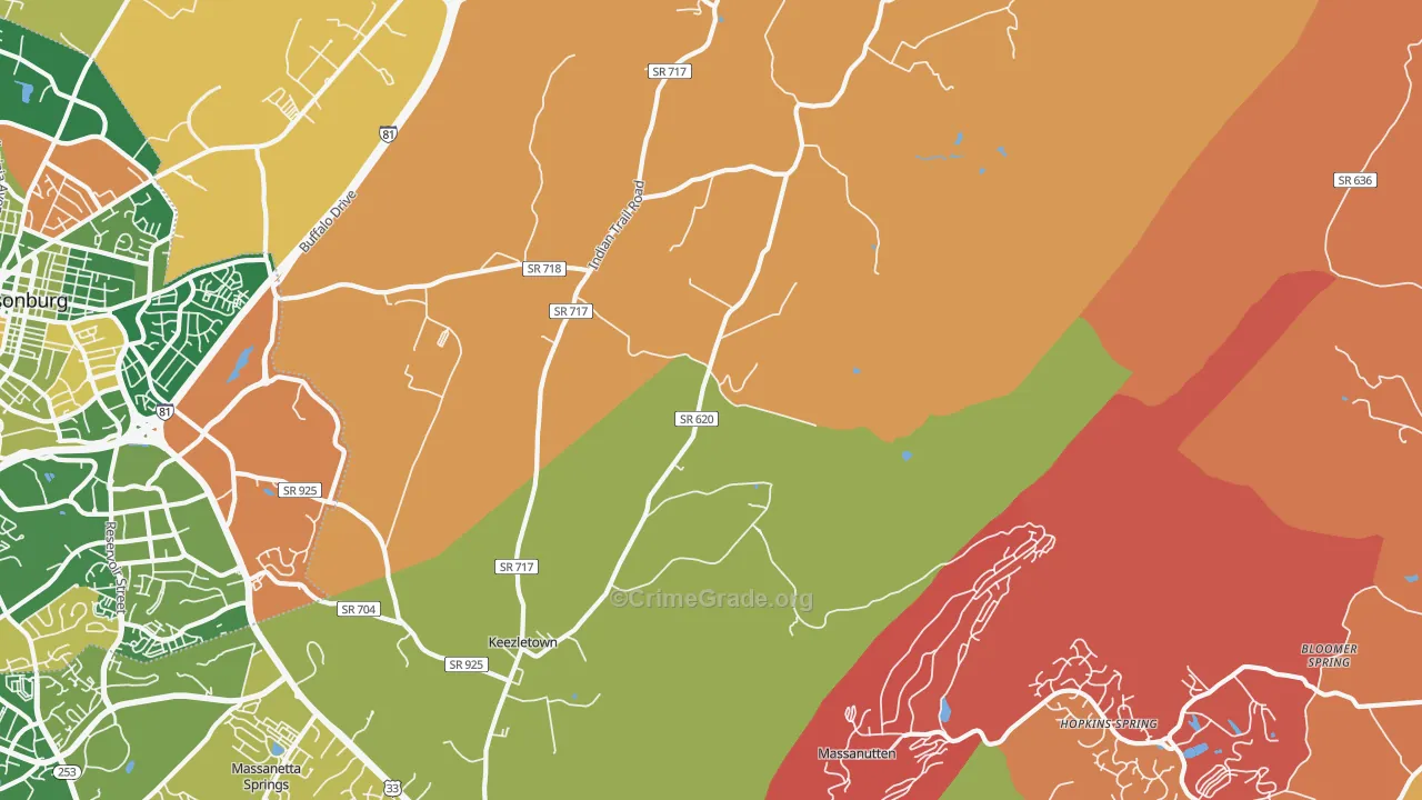 Keezletown, VA Map of Arson Rates