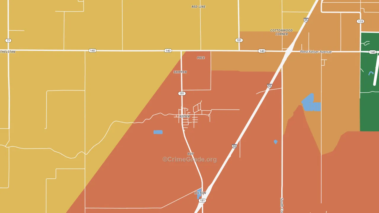 Keiser, AR Map of Arson Rates
