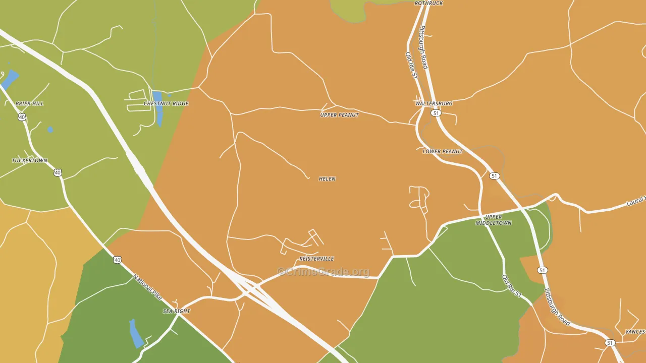 Keisterville, PA Map of Arson Rates