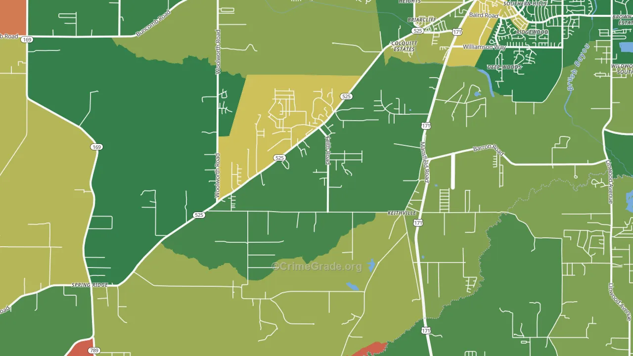 Keithville, LA Map of Arson Rates