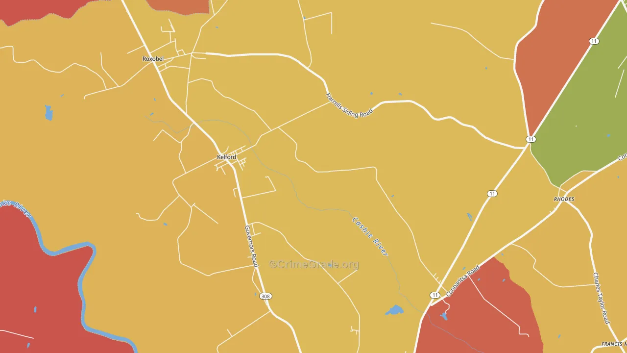 Kelford, NC Map of Arson Rates