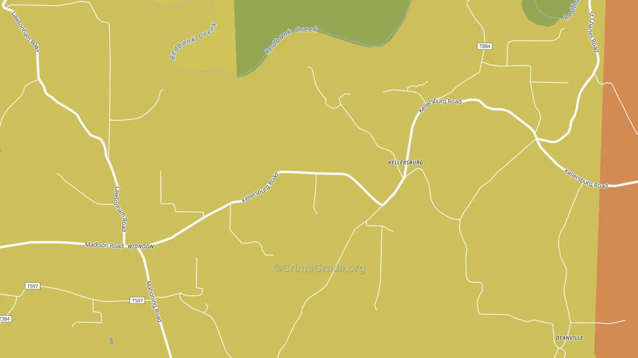 Kellersburg, PA Map of Arson Rates