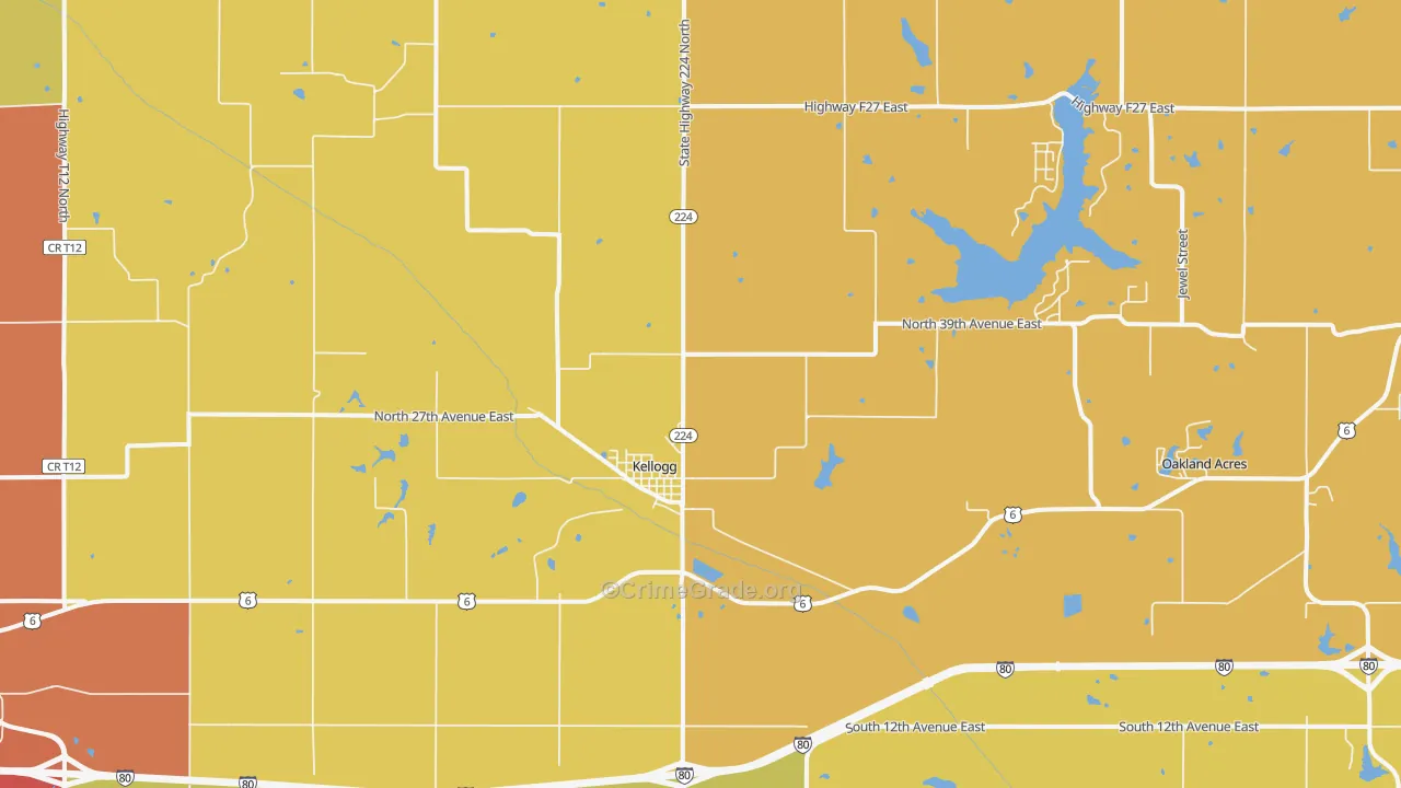 Kellogg, IA Map of Arson Rates