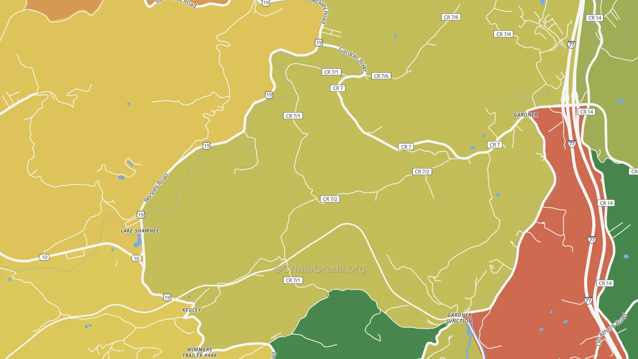Kellysville, WV Map of Arson Rates
