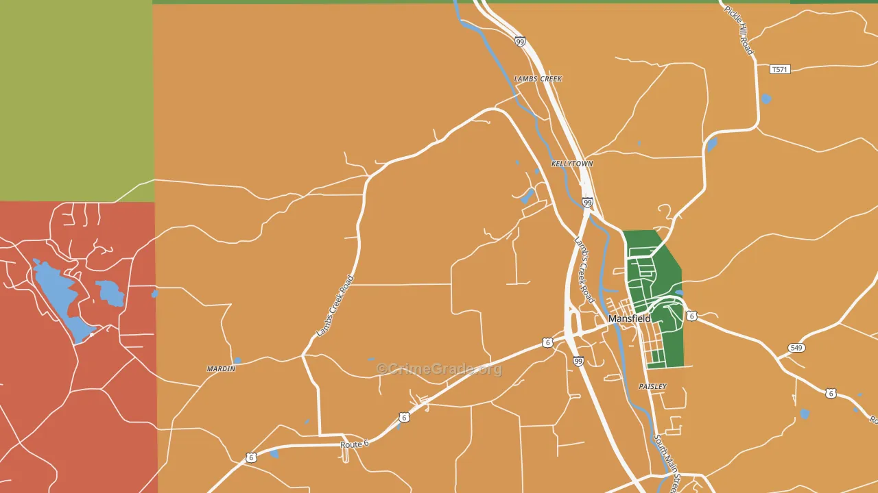 Kellytown, PA Map of Arson Rates