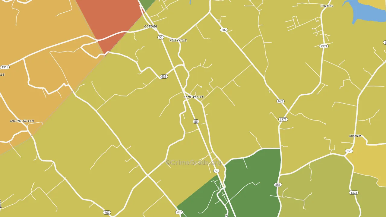 Kellyville, KY Map of Arson Rates