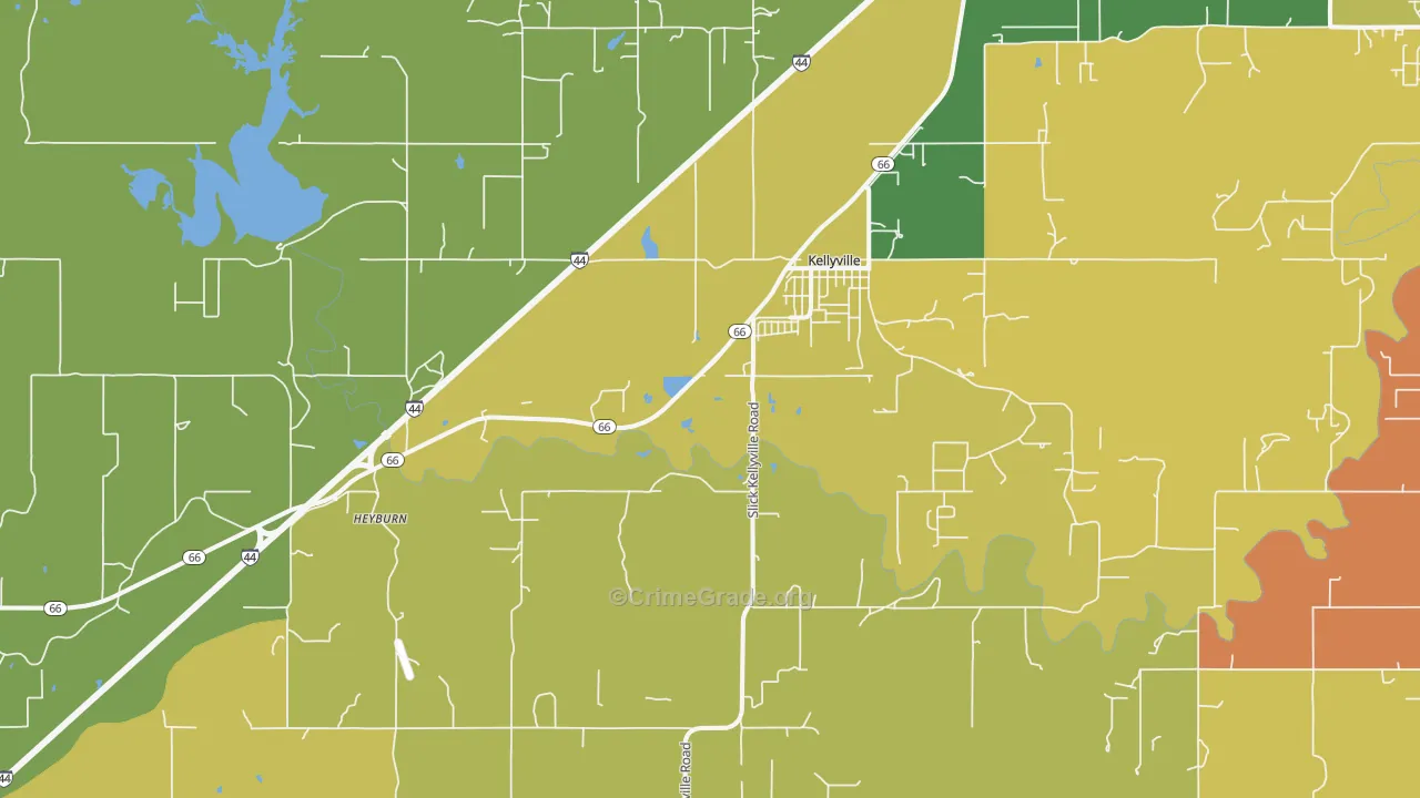 Kellyville, OK Map of Arson Rates