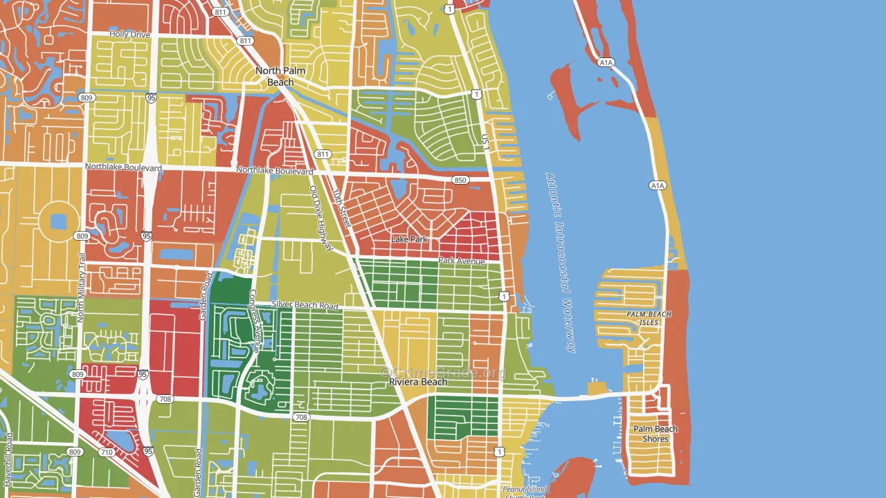 Kelsey City, Lake Park, FL Map of Arson Rates