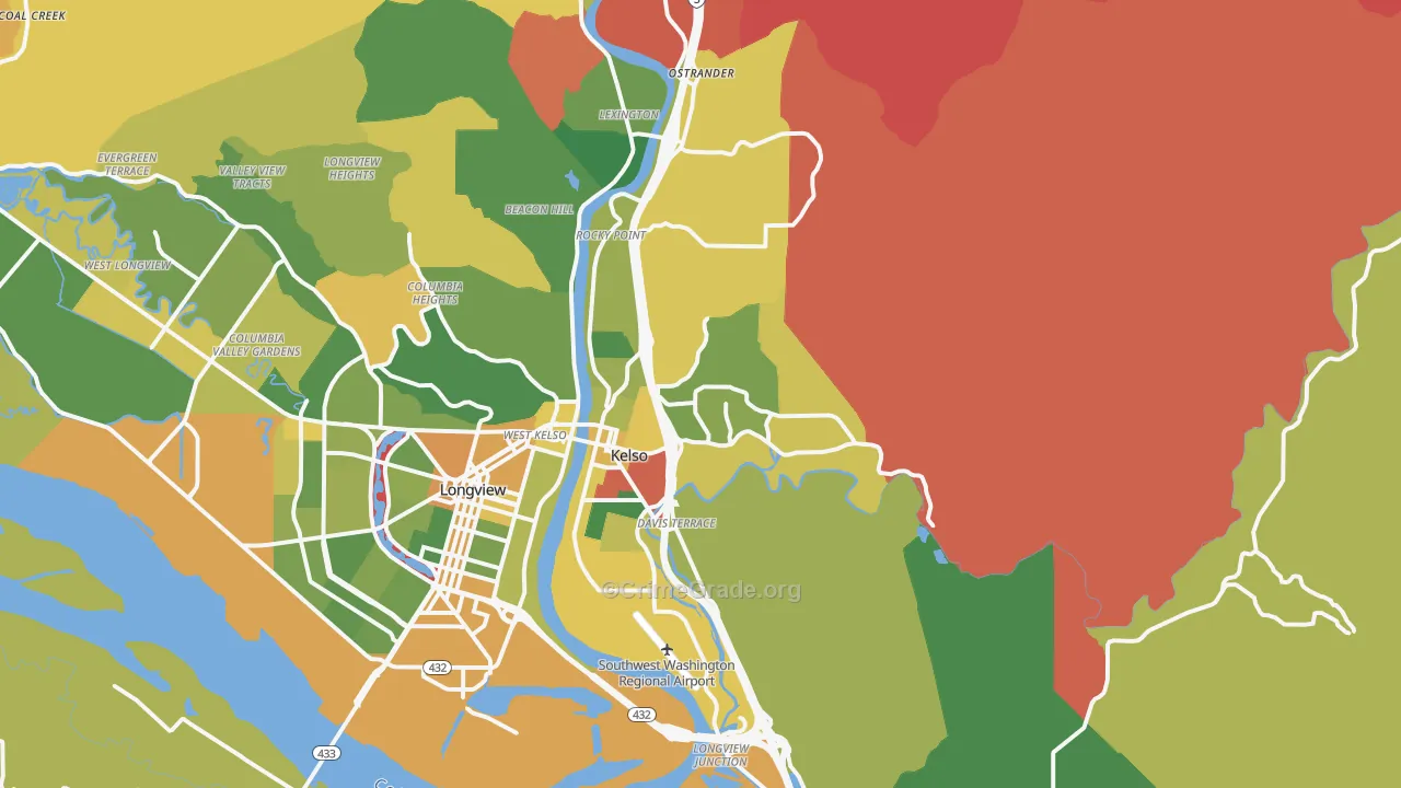 Kelso, WA Map of Arson Rates