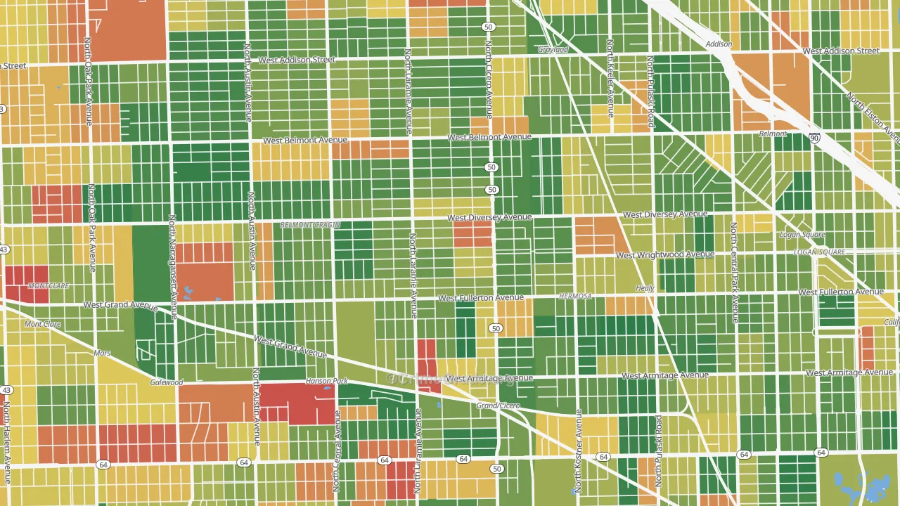 Kelvyn Grove, Chicago, IL Map of Arson Rates