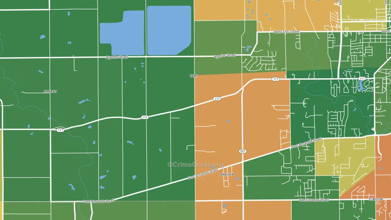 Kemp, OH Map of Arson Rates