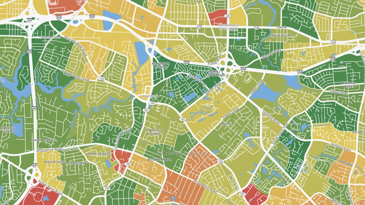 Kempsville Gardens, Virginia Beach, VA Map of Arson Rates