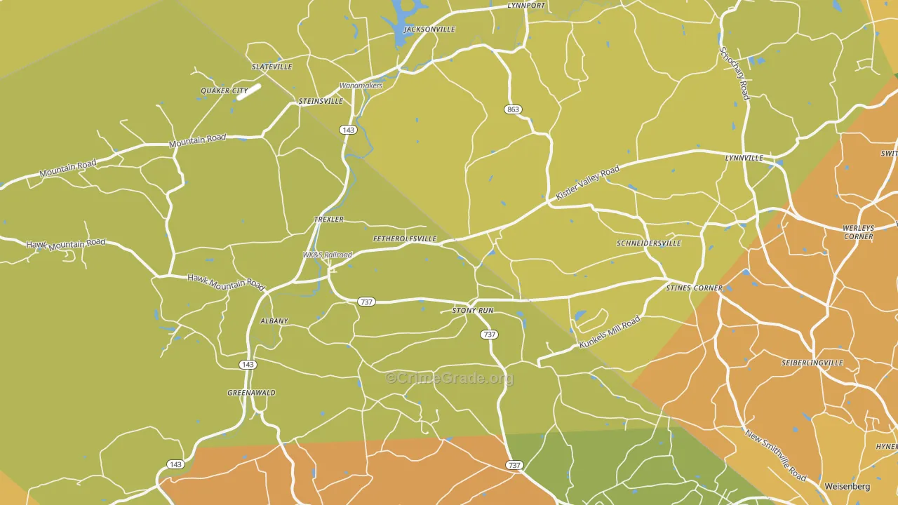 Kempton, PA Map of Arson Rates