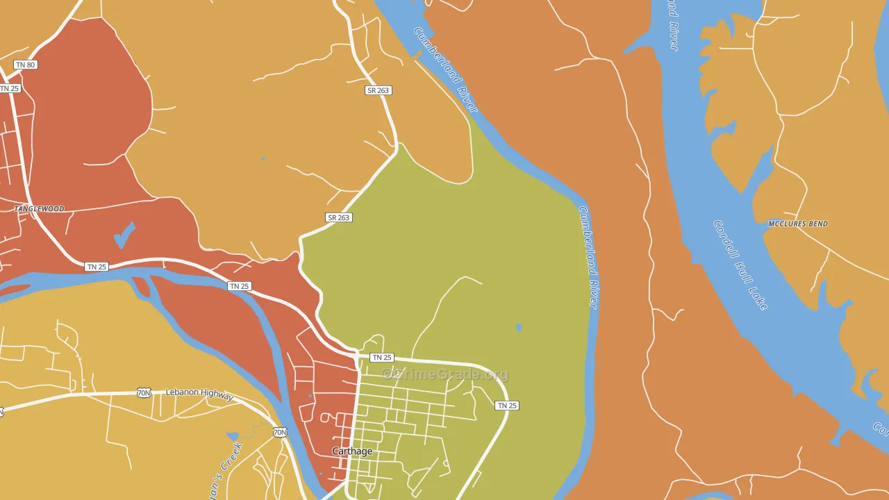 Kempville, TN Map of Arson Rates