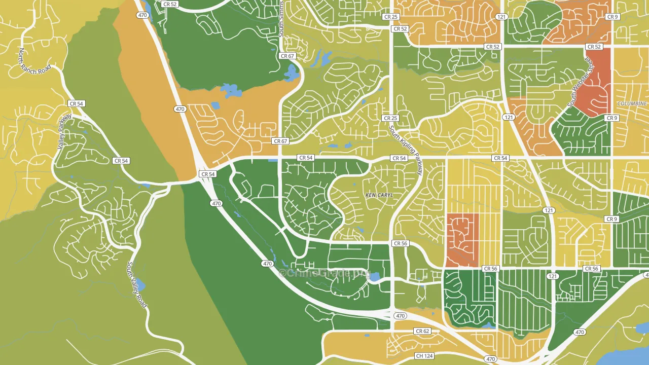 Ken Caryl Ranch Plains, Ken Caryl, CO Map of Arson Rates