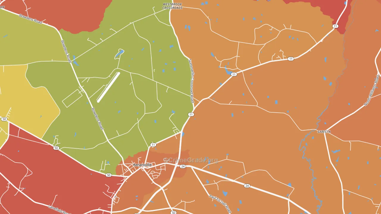 Kenansville, NC Map of Arson Rates