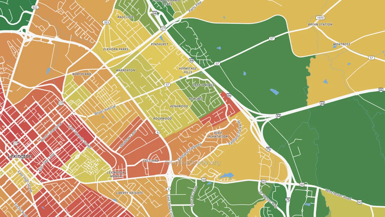 Kenawood-Rockwood, Lexington, KY Map of Arson Rates