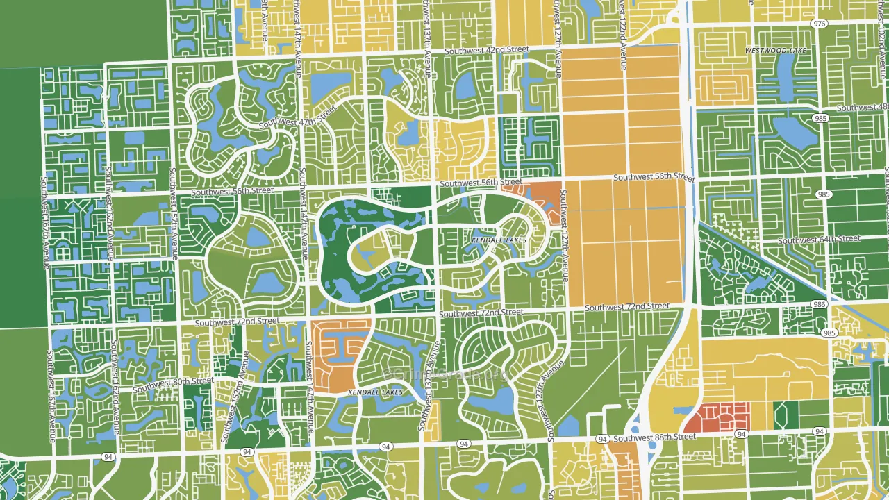 Kendale Lakes, FL Map of Arson Rates