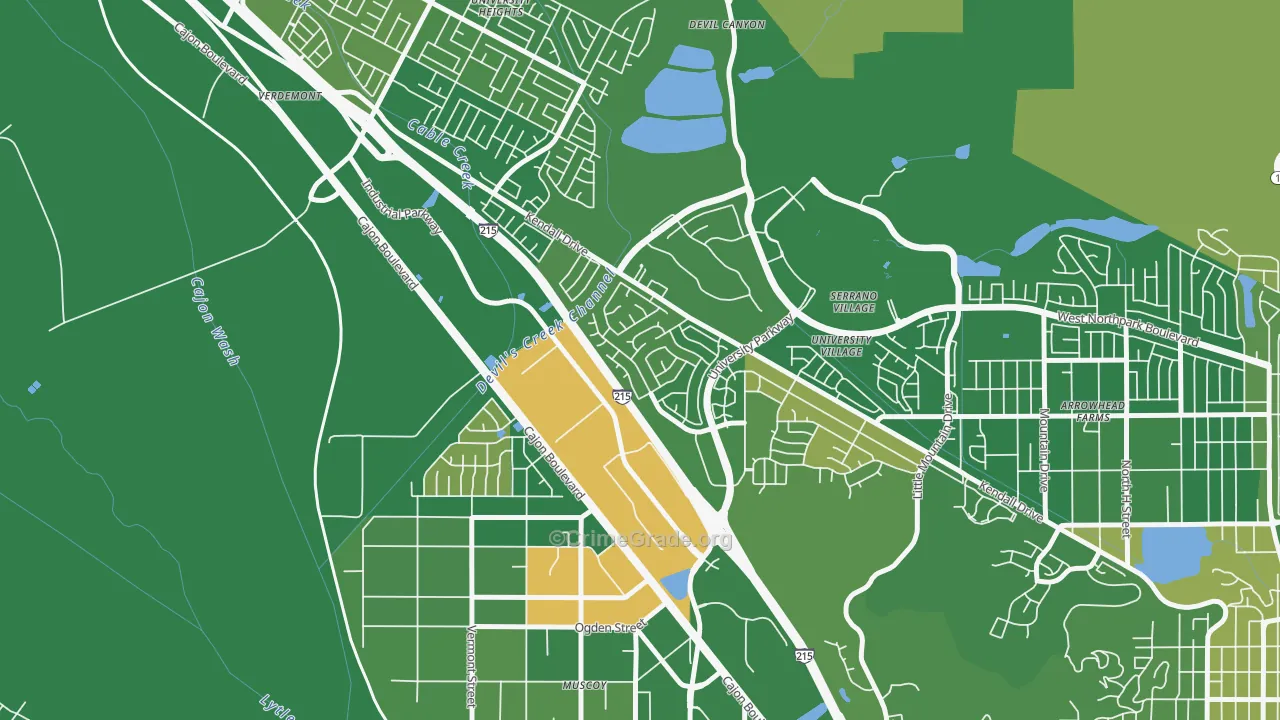 Kendall, San Bernardino, CA Map of Arson Rates