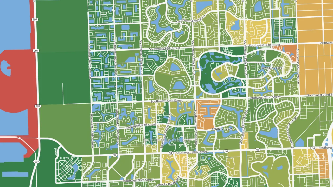 Kendall West, FL Map of Arson Rates