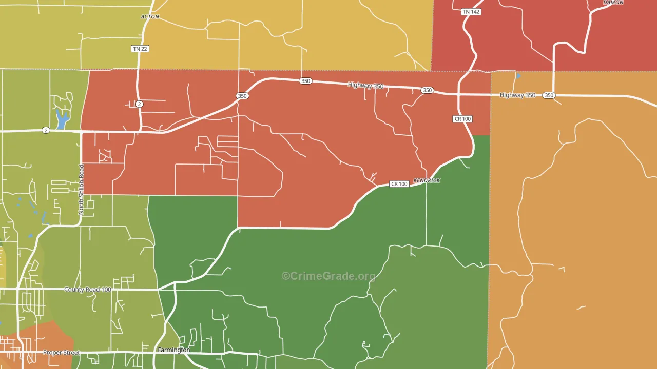 Kendrick, MS Map of Arson Rates