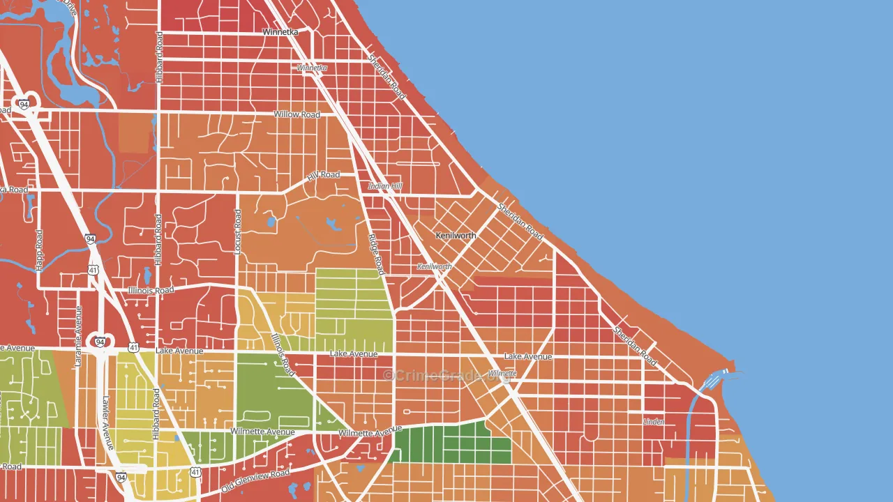 Kenilworth, IL Map of Arson Rates