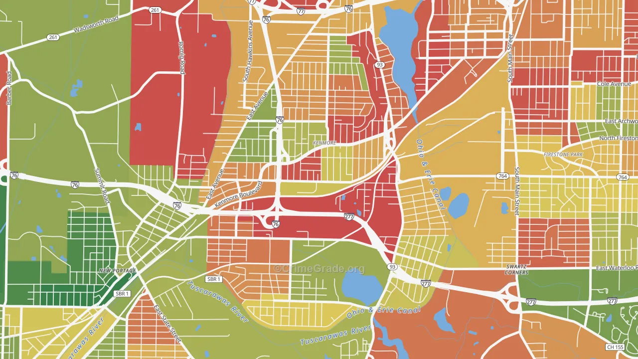 Kenmore, Akron, OH Map of Arson Rates