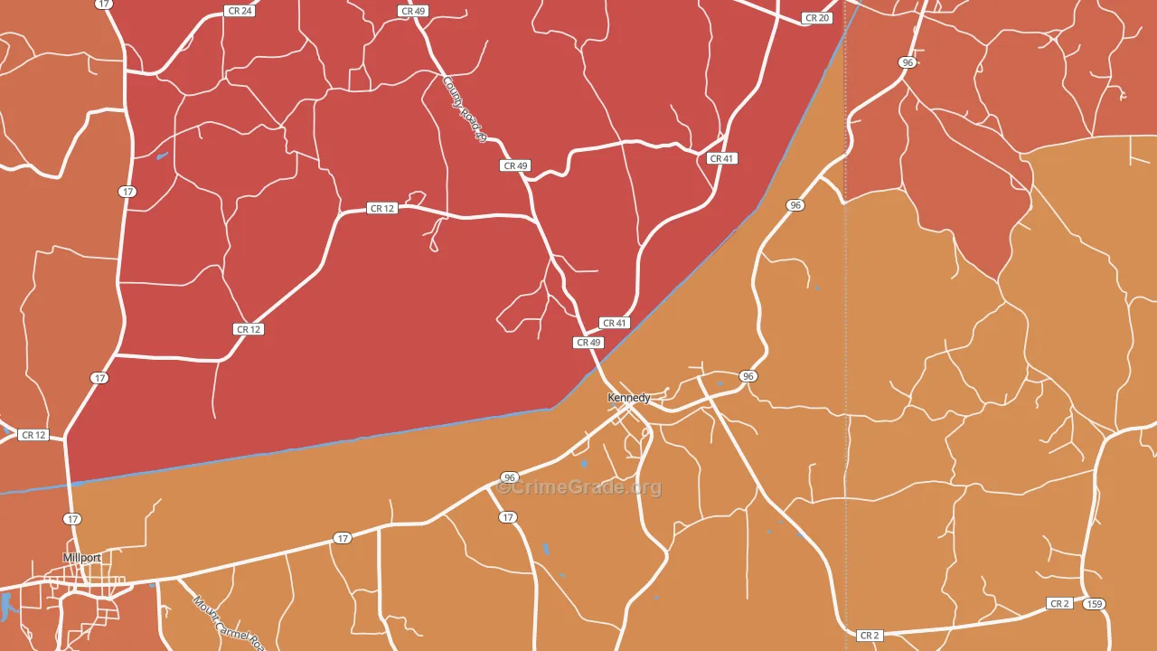Kennedy, AL Map of Arson Rates