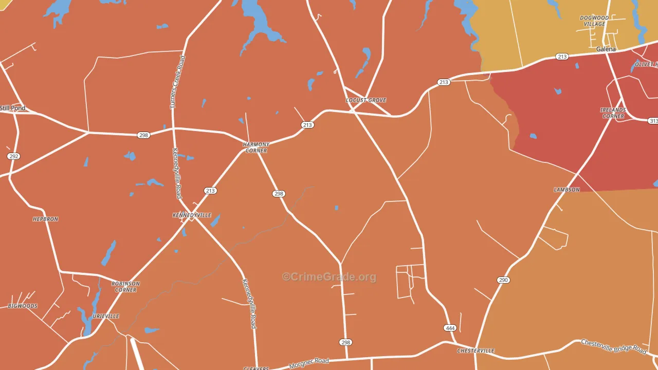 Kennedyville, MD Map of Arson Rates