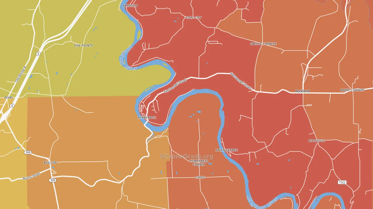 Kennerdell, PA Map of Arson Rates