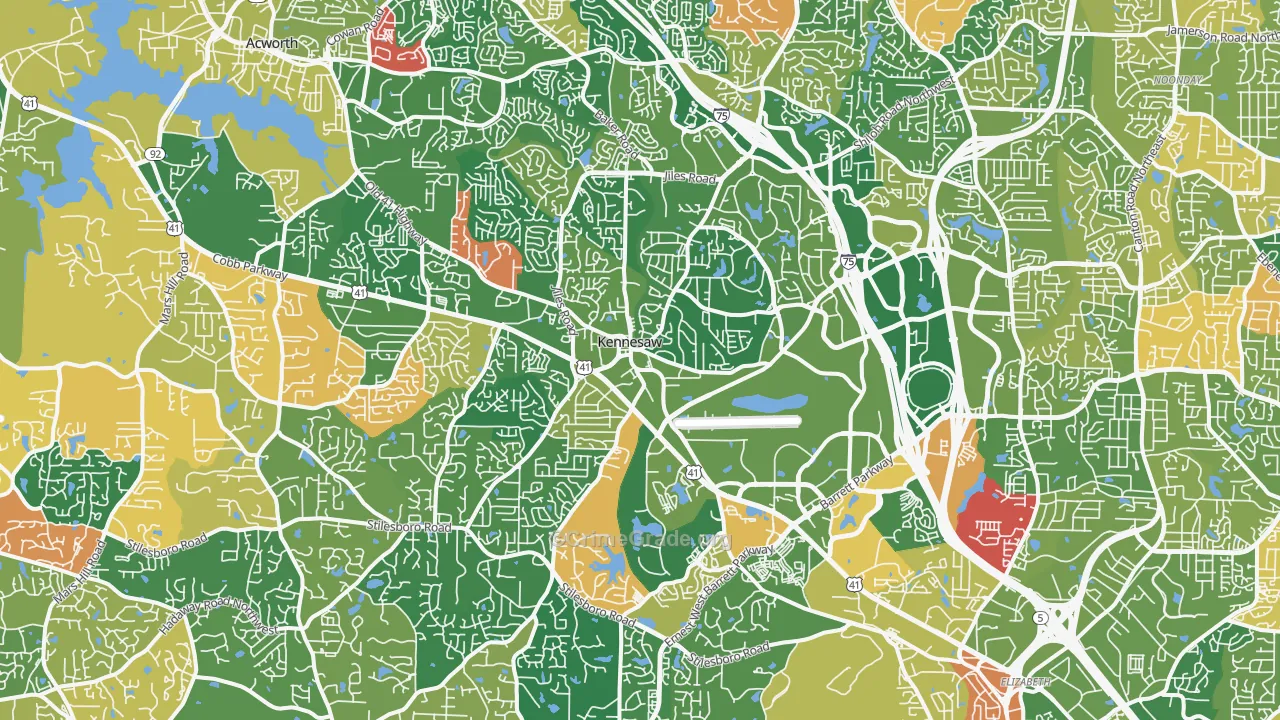 Kennesaw, GA Map of Arson Rates
